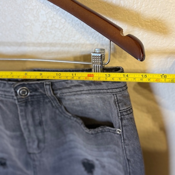 Forever 21 Distressed Dark Gray, Jean Mini Skirt, M - Picture 6 of 8